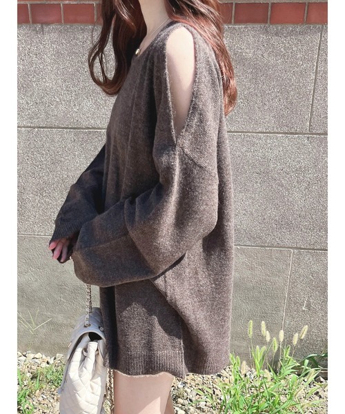 Green　Parks（グリーンパークス）の「肩開きニットプルオーバー（ニット/セーター・レディース・モカ/オフホワイト/ブルー・FREE）」の15枚目の写真