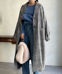 【WEB限定】チェック柄ボリューム袖ラグランコート