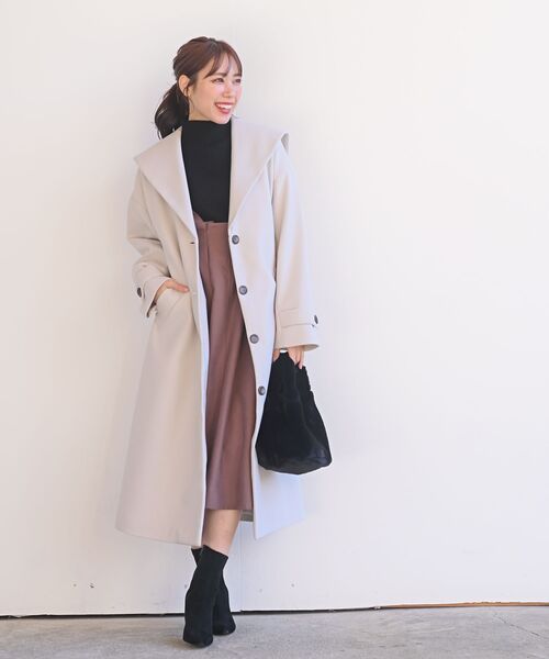 rps（アールピーエス）の「セーラーカラーロングコート（その他アウター・レディース・ブラック/アイボリー/グレイッシュベージュ/ベージュ/グリーン/パープル/ブルー/ブラウン・M/フリー）」の21枚目の写真