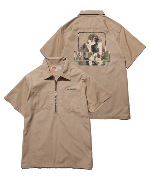 XLARGE(エクストララージ)の「HALF ZIP S/S CAMO OG WORK SHIRT(シャツ/ブラウス・メンズ・ブラック/カーキ/バーガンディー/グリーン/ネイビー・MEDIUM/X-LARGE/LARGE/SMALL)」の3枚目の写真