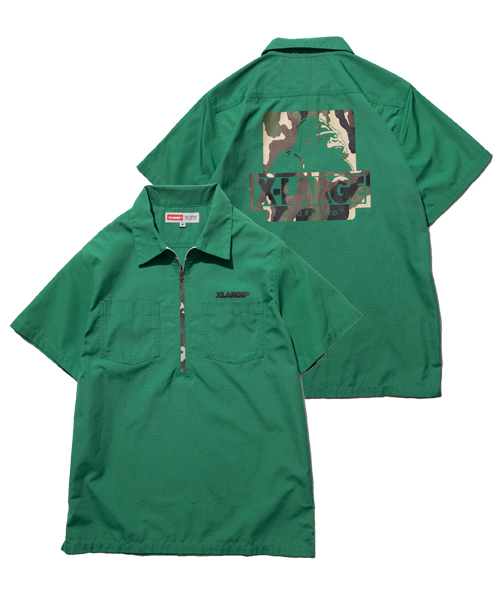 XLARGE(エクストララージ)の「HALF ZIP S/S CAMO OG WORK SHIRT(シャツ/ブラウス・メンズ・ブラック/カーキ/バーガンディー/グリーン/ネイビー・MEDIUM/X-LARGE/LARGE/SMALL)」の1枚目の写真