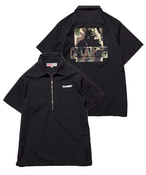 XLARGE(エクストララージ)の「HALF ZIP S/S CAMO OG WORK SHIRT(シャツ/ブラウス・メンズ・ブラック/カーキ/バーガンディー/グリーン/ネイビー・MEDIUM/X-LARGE/LARGE/SMALL)」の2枚目の写真