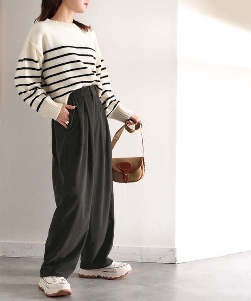 classicalelf（クラシカルエルフ）の「ゆるっと暖か。カットコールサーカスパンツ（その他パンツ・レディース・モカ/チャコールグレー・X-LARGE/SMALL/MEDIUM/LARGE）」の5枚目の写真