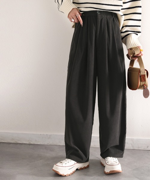 classicalelf（クラシカルエルフ）の「ゆるっと暖か。カットコールサーカスパンツ（その他パンツ・レディース・モカ/チャコールグレー・X-LARGE/SMALL/MEDIUM/LARGE）」の3枚目の写真