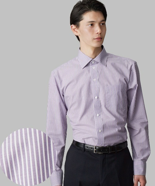 TOKYO SHIRTS（トウキョウシャツ）の「形態安定ノーアイロン ワイド 長袖ビジネスワイシャツ（ビジネスシャツ・メンズ・ダークパープル・首回り42cm-裄丈86cm/首回り39cm-裄丈84cm/首回り43cm-裄丈86cm/首回り41cm-裄丈86cm/首回り41cm-裄丈82cm/首回り43cm-裄丈82cm/首回り39cm-裄丈80cm/首回り37cm-裄丈84cm/首回り37cm-裄丈80cm/首回り42cm-裄丈82cm）」の5枚目の写真