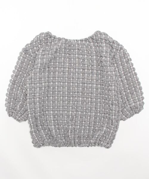 CECIL McBEE(セシルマクビー)の「オフショル2WAYぽこぽこシャーリングトップス(Tシャツ/カットソー・レディース・ブラック/ライトグレー・MEDIUM/LARGE)」の3枚目の写真