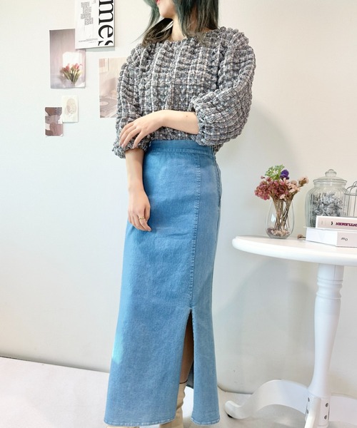 CECIL McBEE(セシルマクビー)の「オフショル2WAYぽこぽこシャーリングトップス(Tシャツ/カットソー・レディース・ブラック/ライトグレー・MEDIUM/LARGE)」の6枚目の写真