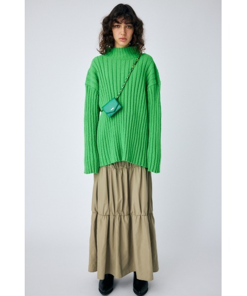 MOUSSY（マウジー）の「WIDE RIB LONG セーター（ニット/セーター・レディース・キナリ/ネイビー/ライトグリーン/ブルー・FREE）」の9枚目の写真