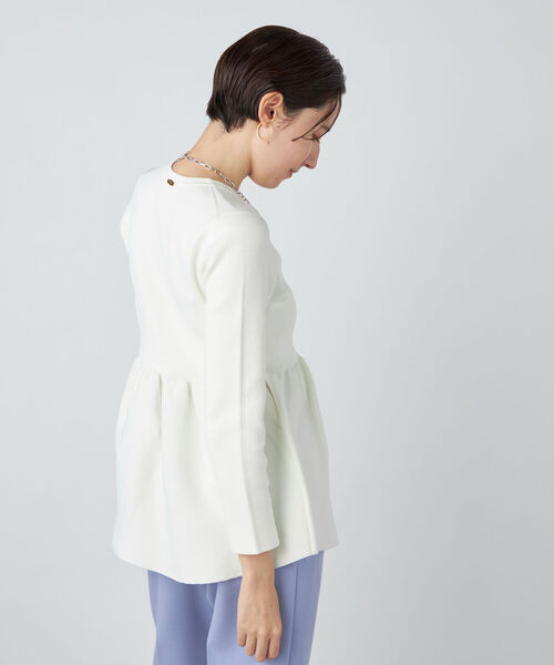 NOLLEY’S Sophi（ノーリーズソフィ）の「《手洗い可能》ペプラムプルオーバーニット（ニット/セーター・レディース・ダークネイビー/オフホワイト/サックスブルー・38）」の15枚目の写真