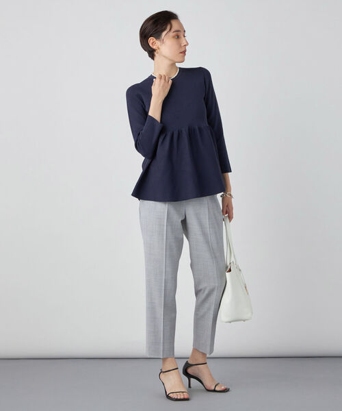 NOLLEY’S Sophi（ノーリーズソフィ）の「《手洗い可能》ペプラムプルオーバーニット（ニット/セーター・レディース・ダークネイビー/オフホワイト/サックスブルー・38）」の19枚目の写真