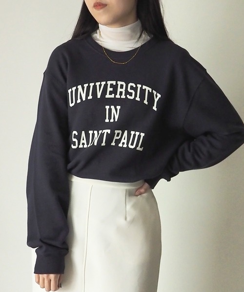 Riberry（リベリー）の「カレッジロゴスウェット（スウェット・レディース・ホワイト×ブラック/ホワイト×グリーン/グレー系その他/グレー系その他2/ネイビー×ホワイト・X-LARGE）」の12枚目の写真