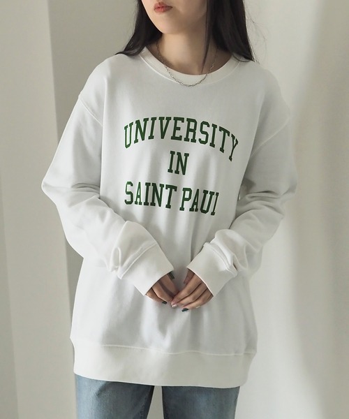 Riberry（リベリー）の「カレッジロゴスウェット（スウェット・レディース・ホワイト×ブラック/ホワイト×グリーン/グレー系その他/グレー系その他2/ネイビー×ホワイト・X-LARGE）」の9枚目の写真