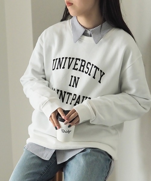 Riberry（リベリー）の「カレッジロゴスウェット（スウェット・レディース・ホワイト×ブラック/ホワイト×グリーン/グレー系その他/グレー系その他2/ネイビー×ホワイト・X-LARGE）」の13枚目の写真