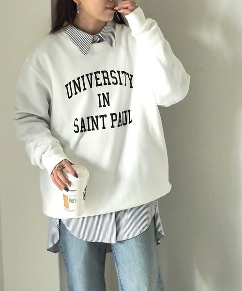 Riberry（リベリー）の「カレッジロゴスウェット（スウェット・レディース・ホワイト×ブラック/ホワイト×グリーン/グレー系その他/グレー系その他2/ネイビー×ホワイト・X-LARGE）」の15枚目の写真