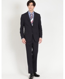 TAKA-Q | タカキューメンズ/TAKA-Q:MEN ストレッチウォッシャブル 2ボタン2ピース ビジネスセットアップスーツ (シャドーストライプ紺)(スーツセット)