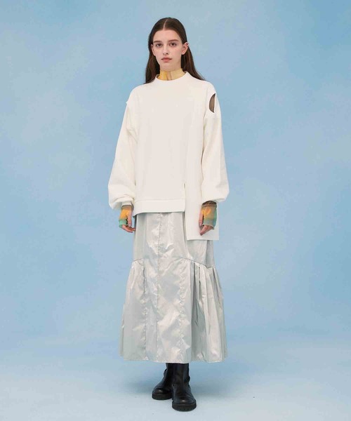 PUBLIC TOKYO（パブリックトウキョウ）の「【三重県産】ショルダーホールオーバーサイズスウェット/カットアウトスエット（スウェット・レディース・ホワイト/ブラック・FREE）」の7枚目の写真