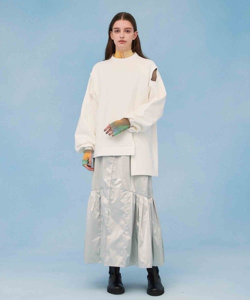 PUBLIC TOKYO（パブリックトウキョウ）の「【三重県産】ショルダーホールオーバーサイズスウェット/カットアウトスエット（スウェット・レディース・ホワイト/ブラック・FREE）」の8枚目の写真