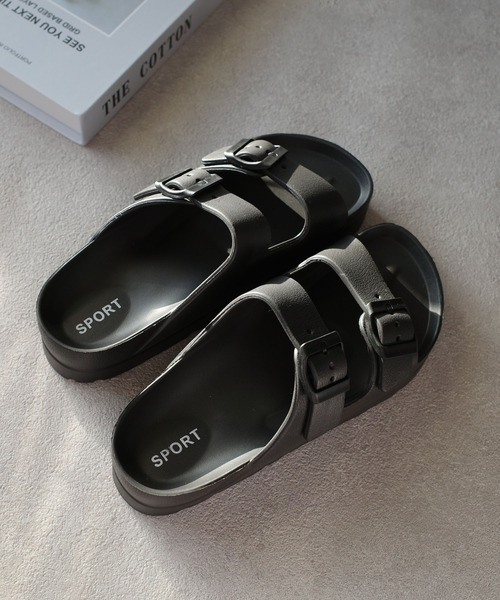 AmiAmi(アミアミ)の「軽量コンフォートダブルベルトサンダル/シャワー厚底サンダル(サンダル・レディース・ブラック/ホワイト・36/37/38/39/40)」の3枚目の写真