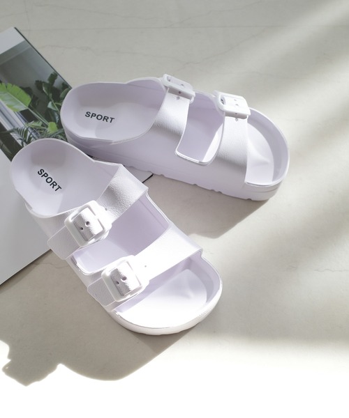 AmiAmi(アミアミ)の「軽量コンフォートダブルベルトサンダル/シャワー厚底サンダル(サンダル・レディース・ブラック/ホワイト・36/37/38/39/40)」の16枚目の写真