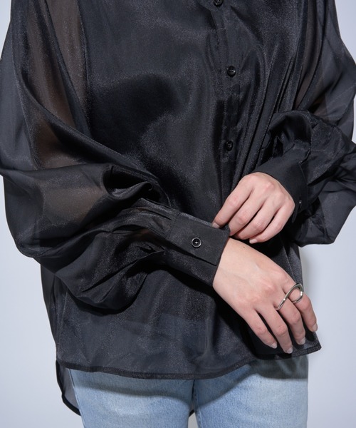 Solace（ソレイス）の「シアーレイヤードオーバーシャツ（シャツ/ブラウス・レディース・グレー/ブラック/ナチュラル・FREE）」の7枚目の写真