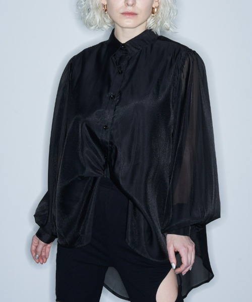 Solace（ソレイス）の「シアーレイヤードオーバーシャツ（シャツ/ブラウス・レディース・グレー/ブラック/ナチュラル・FREE）」の11枚目の写真