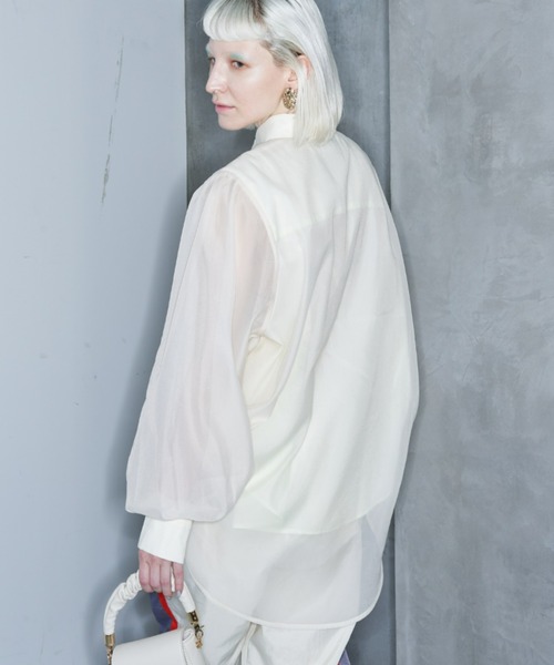 Solace（ソレイス）の「シアーレイヤードオーバーシャツ（シャツ/ブラウス・レディース・グレー/ブラック/ナチュラル・FREE）」の18枚目の写真