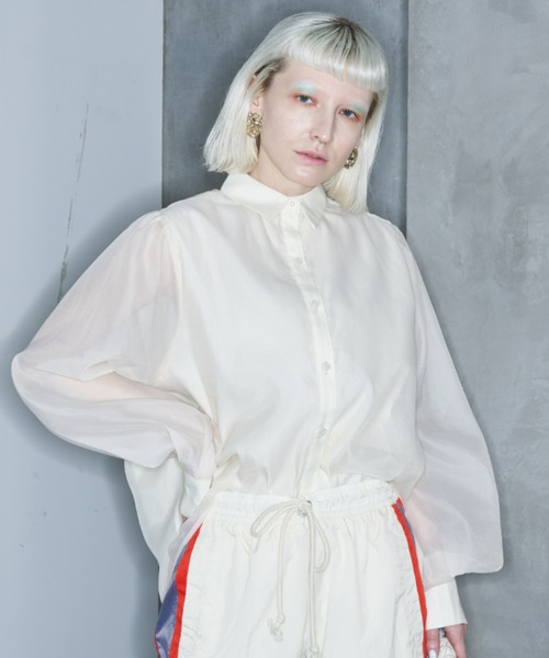 Solace（ソレイス）の「シアーレイヤードオーバーシャツ（シャツ/ブラウス・レディース・グレー/ブラック/ナチュラル・FREE）」の17枚目の写真