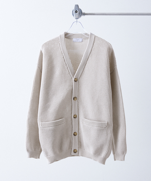 417 EDIFICE（フォーワンセブンエディフィス）の「ポリメッシュ カラーカーディガン（カーディガン/ボレロ・メンズ・チャコールグレー/グリーン/ブルー/レッド/ベージュ・SMALL/MEDIUM/LARGE）」の2枚目の写真