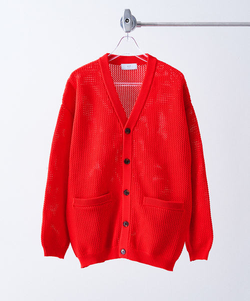 417 EDIFICE（フォーワンセブンエディフィス）の「ポリメッシュ カラーカーディガン（カーディガン/ボレロ・メンズ・チャコールグレー/グリーン/ブルー/レッド/ベージュ・SMALL/MEDIUM/LARGE）」の5枚目の写真