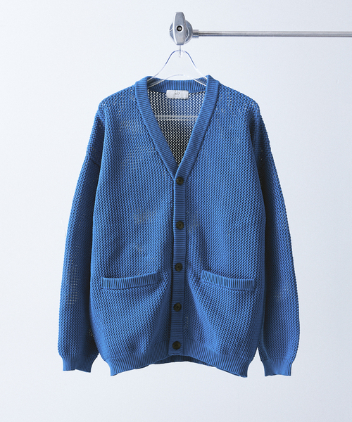 417 EDIFICE（フォーワンセブンエディフィス）の「ポリメッシュ カラーカーディガン（カーディガン/ボレロ・メンズ・チャコールグレー/グリーン/ブルー/レッド/ベージュ・SMALL/MEDIUM/LARGE）」の4枚目の写真