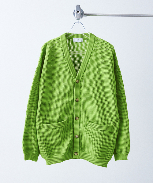 417 EDIFICE（フォーワンセブンエディフィス）の「ポリメッシュ カラーカーディガン（カーディガン/ボレロ・メンズ・チャコールグレー/グリーン/ブルー/レッド/ベージュ・SMALL/MEDIUM/LARGE）」の3枚目の写真