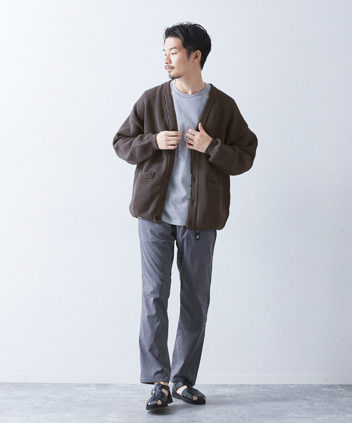 417 EDIFICE（フォーワンセブンエディフィス）の「ポリメッシュ カラーカーディガン（カーディガン/ボレロ・メンズ・チャコールグレー/グリーン/ブルー/レッド/ベージュ・SMALL/MEDIUM/LARGE）」の6枚目の写真