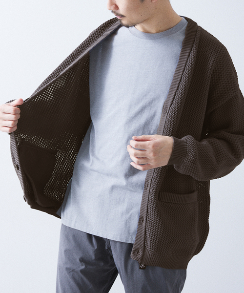 417 EDIFICE（フォーワンセブンエディフィス）の「ポリメッシュ カラーカーディガン（カーディガン/ボレロ・メンズ・チャコールグレー/グリーン/ブルー/レッド/ベージュ・SMALL/MEDIUM/LARGE）」の15枚目の写真