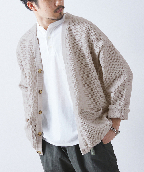 417 EDIFICE（フォーワンセブンエディフィス）の「ポリメッシュ カラーカーディガン（カーディガン/ボレロ・メンズ・チャコールグレー/グリーン/ブルー/レッド/ベージュ・SMALL/MEDIUM/LARGE）」の17枚目の写真