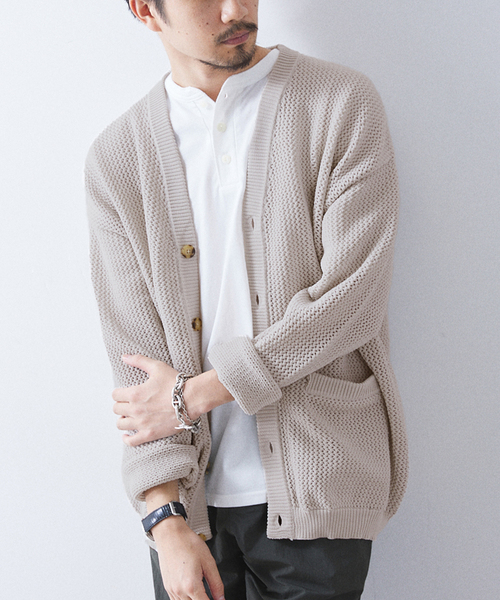 417 EDIFICE（フォーワンセブンエディフィス）の「ポリメッシュ カラーカーディガン（カーディガン/ボレロ・メンズ・チャコールグレー/グリーン/ブルー/レッド/ベージュ・SMALL/MEDIUM/LARGE）」の18枚目の写真