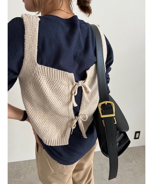 owndaily(オンデイリー)の「シアールーズワッフルシャツ(Tシャツ/カットソー・レディース・ホワイト/ネイビー・FREE)」の11枚目の写真