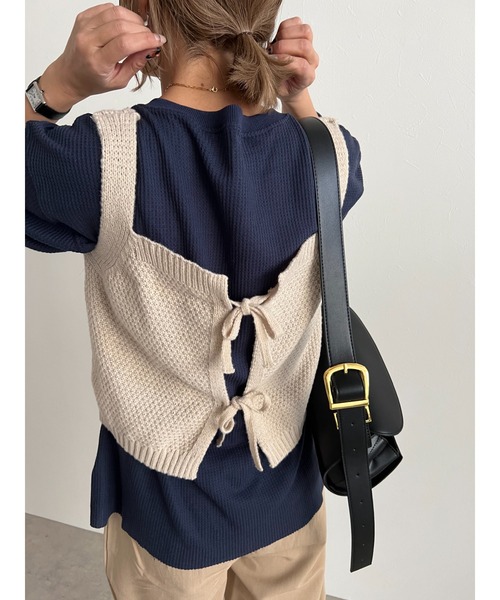 owndaily(オンデイリー)の「シアールーズワッフルシャツ(Tシャツ/カットソー・レディース・ホワイト/ネイビー・FREE)」の12枚目の写真