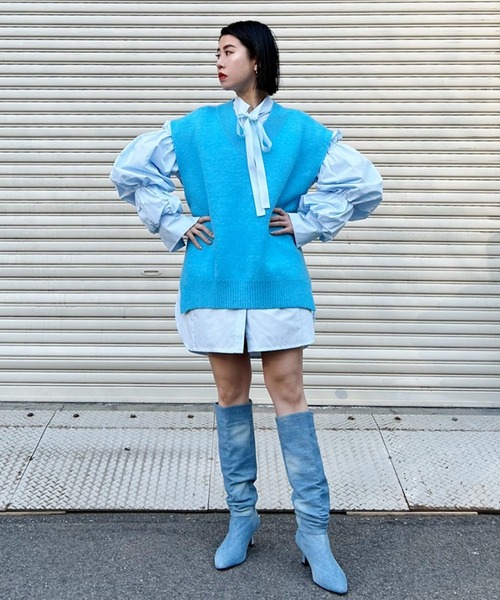 Narcissus（ナルシス）の「【Narcissus】リボンボリュームパフトップス（シャツ/ブラウス・レディース・ホワイト/ライトブルー・FREE）」の18枚目の写真