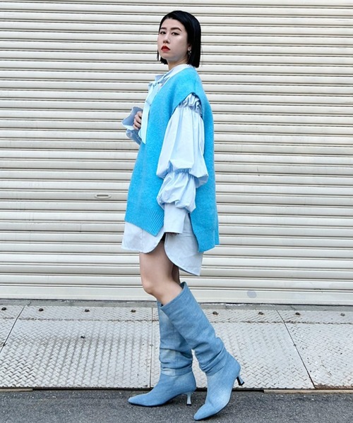 Narcissus（ナルシス）の「【Narcissus】リボンボリュームパフトップス（シャツ/ブラウス・レディース・ホワイト/ライトブルー・FREE）」の19枚目の写真