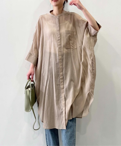 LUGIVA(ルギヴァ)の「綿ボイルロングブラウス(シャツ/ブラウス・レディース・ベージュ/ブラック/オフホワイト・M)」の3枚目の写真