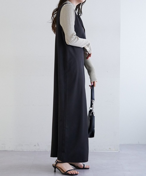 DISCOAT（ディスコート）の「《新色追加》【WEB限定】前後2wayUネックジャンスカ（ジャンパースカート・レディース・グレイッシュベージュ/ブラック/グレー・FREE）」の9枚目の写真