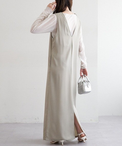 DISCOAT（ディスコート）の「《新色追加》【WEB限定】前後2wayUネックジャンスカ（ジャンパースカート・レディース・グレイッシュベージュ/ブラック/グレー・FREE）」の10枚目の写真