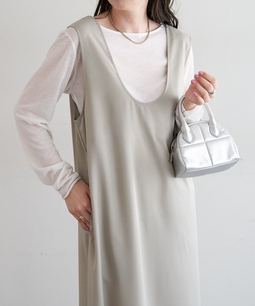 DISCOAT（ディスコート）の「《新色追加》【WEB限定】前後2wayUネックジャンスカ（ジャンパースカート・レディース・グレイッシュベージュ/ブラック/グレー・FREE）」の13枚目の写真