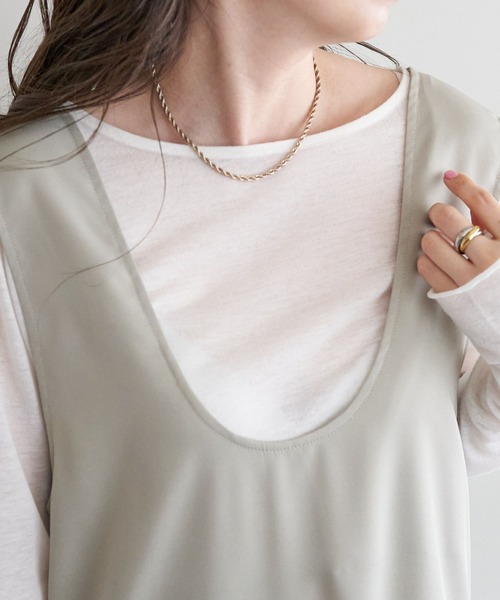 DISCOAT（ディスコート）の「《新色追加》【WEB限定】前後2wayUネックジャンスカ（ジャンパースカート・レディース・グレイッシュベージュ/ブラック/グレー・FREE）」の20枚目の写真