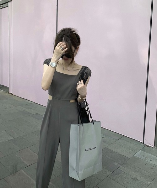 Jewelobe（ジュエローブ）の「ウエストカットオールインワン（つなぎ/オールインワン・レディース・ブラック/グレー・S/M）」の7枚目の写真