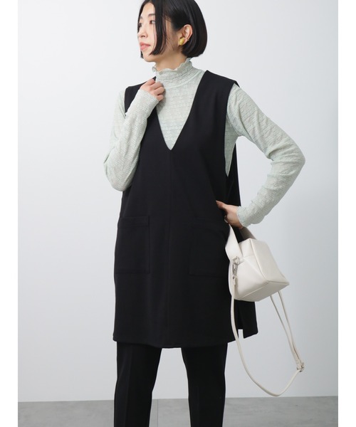 Lugnoncure（ルノンキュール）の「ポンチワンピース(セットアップ可)（ワンピース・レディース・ブラック/ベージュ/ミント・ﾌﾘ-）」の2枚目の写真