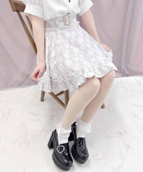 ROJITA（ロジータ）の「総レースビジュベルトスカート（スカート・レディース・ピンク/パープル/ブラック・FREE）」の3枚目の写真