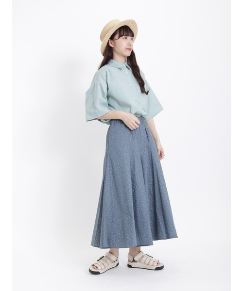 Samansa Mos2（サマンサ モスモス）の「【接触冷感】いつも涼しくゆらゆらフレアパンツ（その他パンツ・レディース・ブルー/ベージュ/ネイビー/ブラック・ﾌﾘ-）」の9枚目の写真