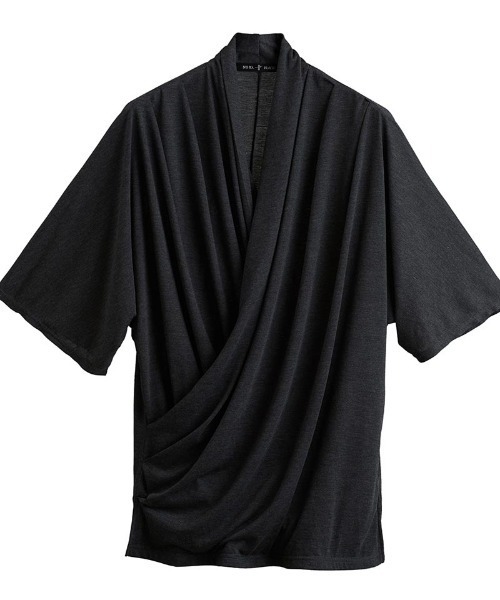 NO ID.(ノーアイディ)の「mt8393-カシュクールドレープドルマンハーフスリーブT Tシャツ(Tシャツ/カットソー・メンズ・ブラック/ホワイト/グレー・ONE SIZE)」の8枚目の写真