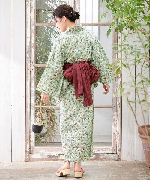 チチカカ（チチカカ）の「Shanti Shanti ディンティブロックプリント浴衣セット【WEB限定】（浴衣・レディース・レッド/ブラウン/グリーン・FREE）」の4枚目の写真